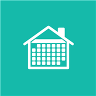 The Gather app icon: a white house with a calendar on its front, on teal.